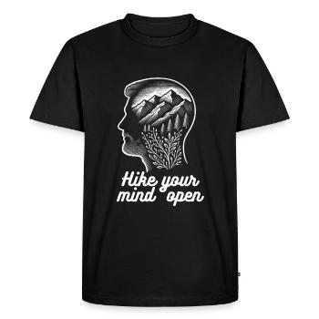 Hike your min open - Design inspiré de la nature - T-shirt Premium bio Homme - noir - Devant - Nico (187cm)
