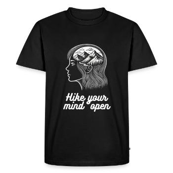 Hike your min open - Aventure et pleine conscience - T-shirt Premium bio Homme - noir - Devant - Nico (187cm)