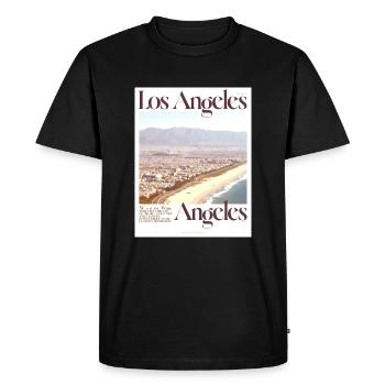 Los Angeles Coast - Men's Premium Organic T-Shirt - black - Front - Nico (187cm)