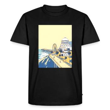 Retro Los Angeles Santa Monica Pier - Men's Premium Organic T-Shirt - black - Front - Nico (187cm)