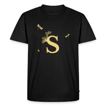 Lettre s paillettes doré libellule - idée cadeau - T-shirt Premium bio Homme - noir - Devant - Nico (187cm)