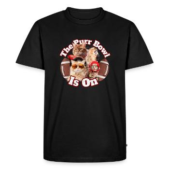 The Purr Bowl Is On T-Shirt - Men's Premium Organic T-Shirt - black - Front - Nico (187cm)