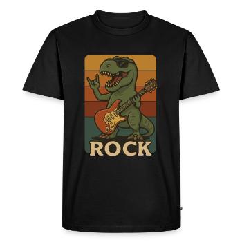 T-Rex Hard-Rock Dino for Rock Stars & Metalheads - Men's Premium Organic T-Shirt - black - Front - Nico (187cm)