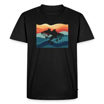 Perch Fishing Rod Fishing with Friends - Men's Premium Organic T-Shirt - black - Front - Nico (187cm)