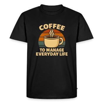 Café à vivre Amour du café Amateurs de café - T-shirt Premium bio Homme - noir - Devant - Nico (187cm)