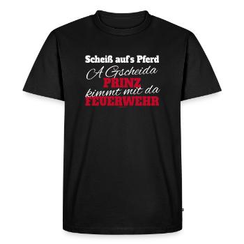 Feuerwehr Prinz - Männer Premium Bio T-Shirt - Schwarz - Vorne - Nico (187cm)