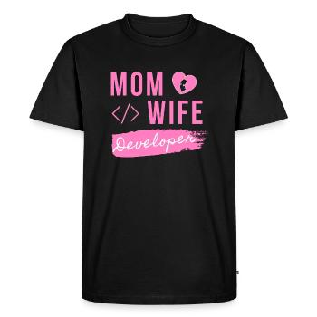 Mom Wife Developer - Developer Mom - Men's Premium Organic T-Shirt - black - Front - Nico (187cm)
