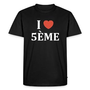 i love 5ème - T-shirt Premium bio Homme - noir - Devant - Nico (187cm)