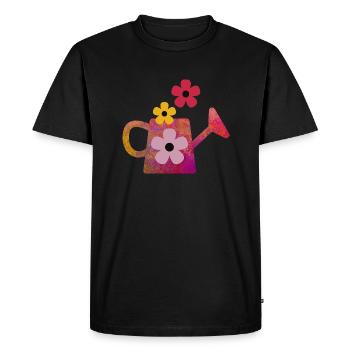 Arrosoir rouge avec des fleurs - T-shirt Premium bio Homme - noir - Devant - Nico (187cm)