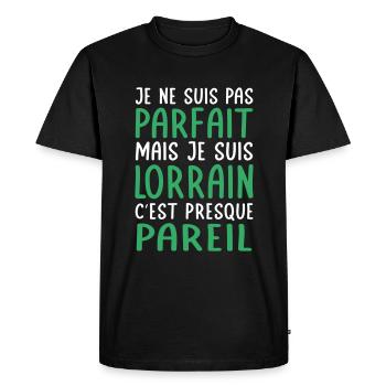 Je ne suis pas parfait mais je suis Lorrain - T-shirt Premium bio Homme - noir - Devant - Nico (187cm)