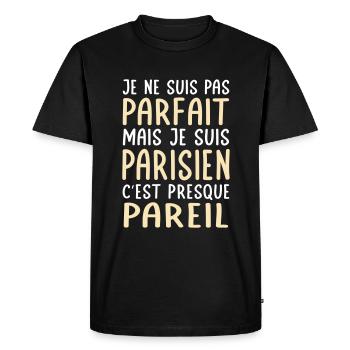 Je ne suis pas parfait mais je suis Parisien - T-shirt Premium bio Homme - noir - Devant - Nico (187cm)