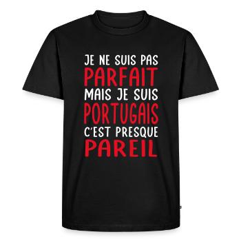 Je ne suis pas parfait mais je suis Portugais - T-shirt Premium bio Homme - noir - Devant - Nico (187cm)
