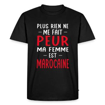 Rien ne me fait peur ma femme est Marocaine - T-shirt Premium bio Homme - noir - Devant - Nico (187cm)