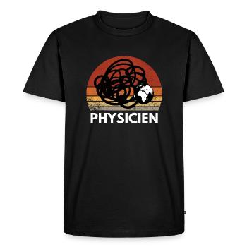 ASTROPHYSIQUE HUMOUR TERRE VINTAGE RÉTRO SUNSET - T-shirt Premium bio Homme - noir - Devant - Nico (187cm)
