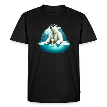 Ours polaire cool avec bière et lunettes de soleil - T-shirt Premium bio Homme - noir - Devant - Nico (187cm)