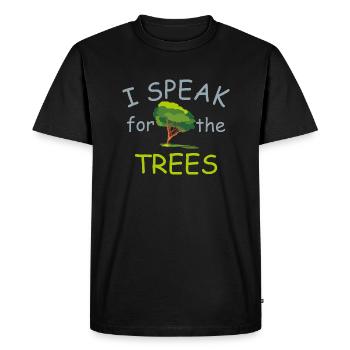 Je parle au nom des arbres - T-shirt Premium bio Homme - noir - Devant - Nico (187cm)