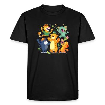 Animaux à la fête - T-shirt Premium bio Homme - noir - Devant - Nico (187cm)