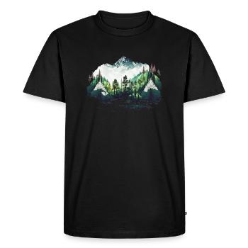Logo on the trail of nature - Men's Premium Organic T-Shirt - black - Front - Nico (187cm)