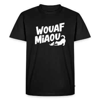 Wouaf miaou - T-shirt Premium bio Homme - noir - Devant - Nico (187cm)