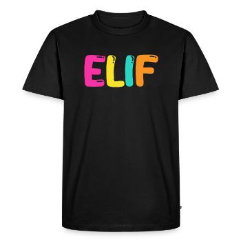 Name - Elif - Men's Premium Organic T-Shirt - black - Front - Nico (187cm)