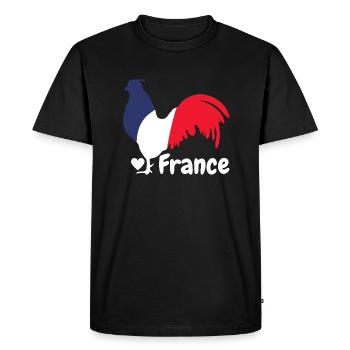 Coq français bleu blanc rouge - T-shirt Premium bio Homme - noir - Devant - Nico (187cm)