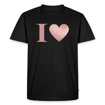 Lettre i cœur rose gold - T-shirt Premium bio Homme - noir - Devant - Nico (187cm)