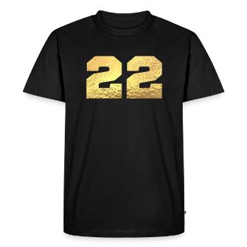 Numéro 22 paillettes doré - 22e anniversaire - T-shirt Premium bio Homme - noir - Devant - Nico (187cm)