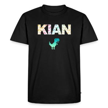 KIAN - Beautiful boy name with dinosaur - Men's Premium Organic T-Shirt - black - Front - Nico (187cm)