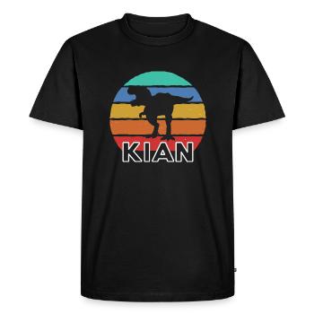 KIAN - Beautiful boy name with dinosaur - Men's Premium Organic T-Shirt - black - Front - Nico (187cm)