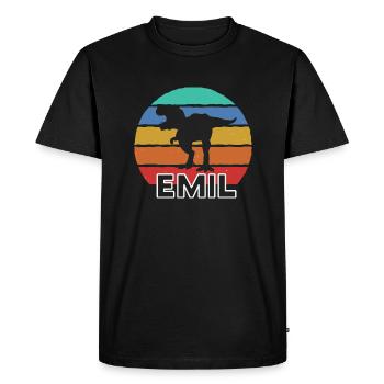 EMIL - Beau prénom de garçon avec dinosaure - T-shirt Premium bio Homme - noir - Devant - Nico (187cm)