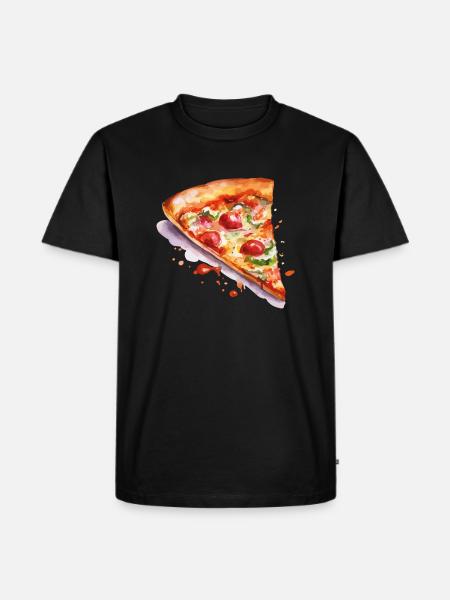pizza - Männer Premium Bio T-Shirt - Schwarz