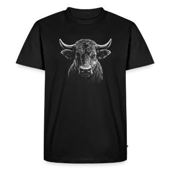 Tête de Taureau - T-shirt Premium bio Homme - noir - Devant - Nico (187cm)