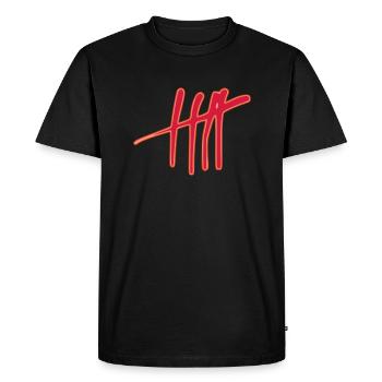 Cinq tirets - T-shirt Premium bio Homme - noir - Devant - Nico (187cm)