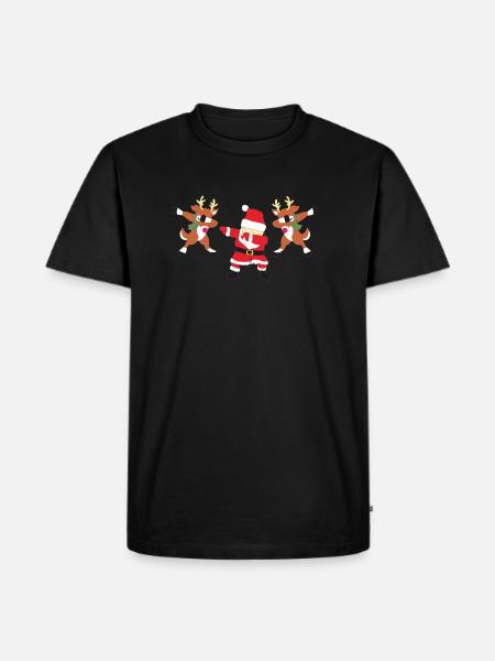 Santa Claus with deer dab - Men's Premium Organic T-Shirt - black