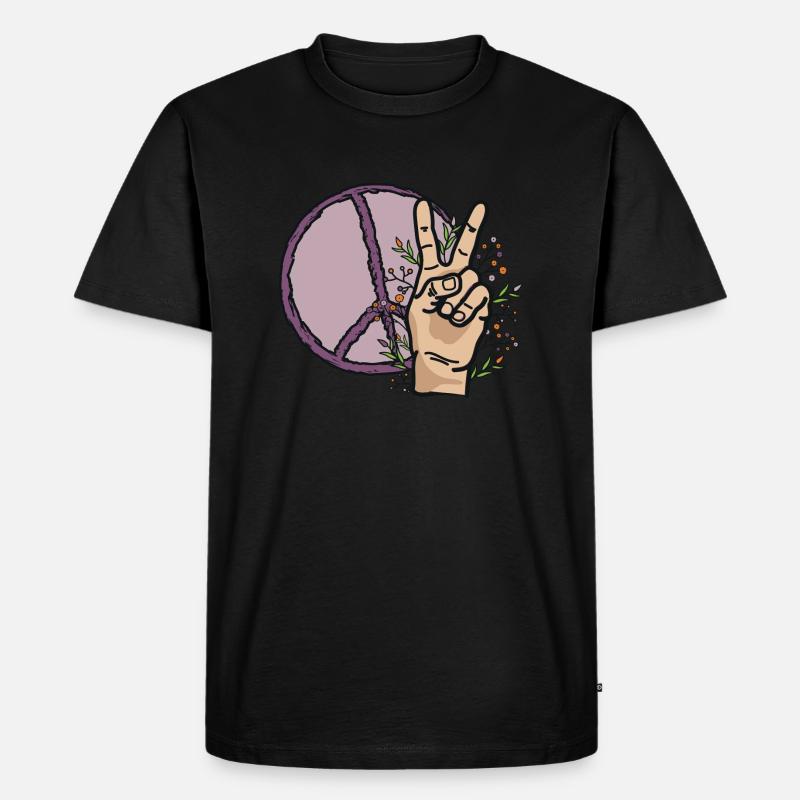 Peace Zeichen - Männer Premium Bio T-Shirt - Schwarz