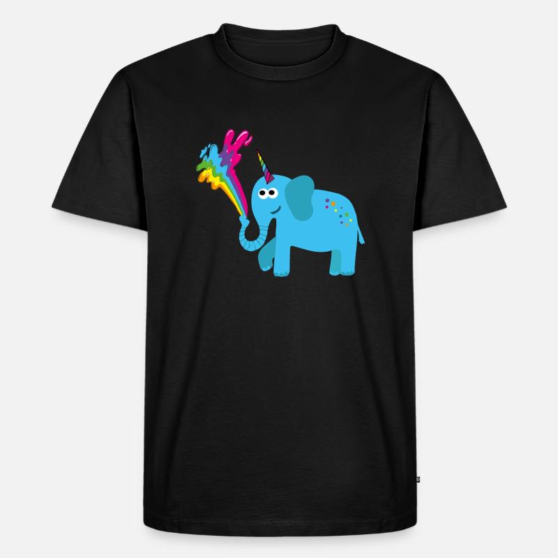 elefant mit einhorn,bunt,elefant,regenbogen,comic - Männer Premium Bio T-Shirt - Schwarz