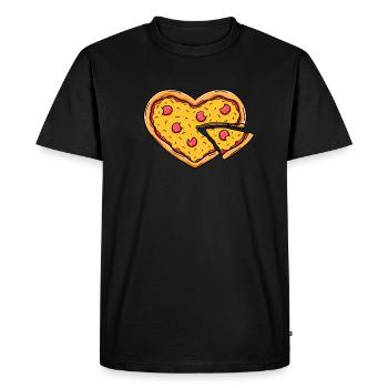 Pizza heart - Men's Premium Organic T-Shirt - black - Front - Nico (187cm)