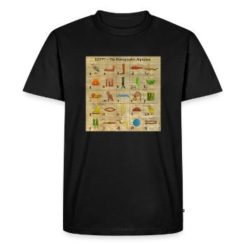 L'alphabet hiéroglyphique - T-shirt Premium bio Homme - noir - Devant - Nico (187cm)