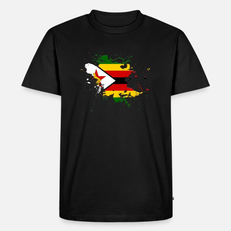 Simbabwe Flagge als Farbklecks - Männer Premium Bio T-Shirt - Schwarz