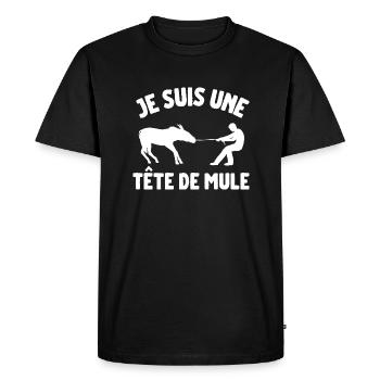 Je suis une tête de mule humour cadeau - T-shirt Premium bio Homme - noir - Devant - Nico (187cm)