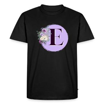 letter E Wreath of flowers - Men's Premium Organic T-Shirt - black - Front - Nico (187cm)