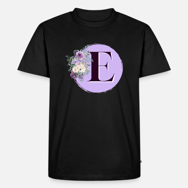 Brief E Blumenkranz - Männer Premium Bio T-Shirt - Schwarz