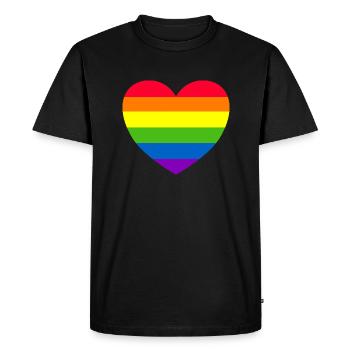 Rainbow Heart Gay Pride LGBT - Men's Premium Organic T-Shirt - black - Front - Nico (187cm)