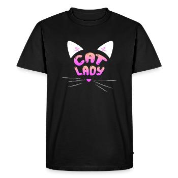 Cat Lady Funny Fur Mom Cat Lover T-Shirt - Men's Premium Organic T-Shirt - black - Front - Nico (187cm)