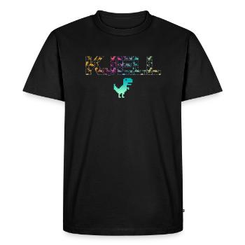 KJELL - Beautiful boy name with cute dinosaurs - Men's Premium Organic T-Shirt - black - Front - Nico (187cm)