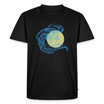 Design Minimal Mandala Wave Sun Trendy Été - T-shirt Premium bio Homme - noir - Devant - Nico (187cm)