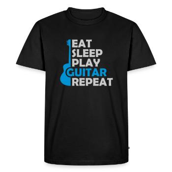 jouer de la guitare manger dormir - T-shirt Premium bio Homme - noir - Devant - Nico (187cm)