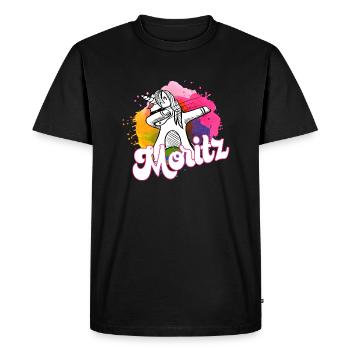 MORITZ - Beau nom de garçon avec une licorne cool - T-shirt Premium bio Homme - noir - Devant - Nico (187cm)