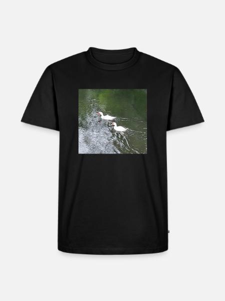 Entenpaar - Männer Premium Bio T-Shirt - Schwarz