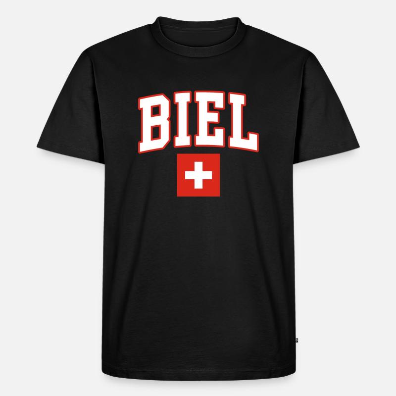 Biel schweiz flagge - Männer Premium Bio T-Shirt - Schwarz